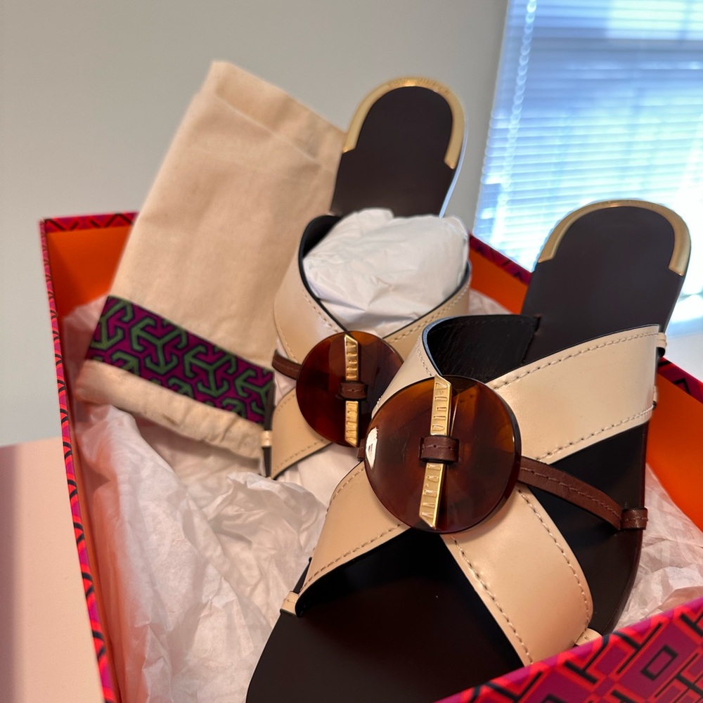NWT- Tory Burch Artisanal Knot Heeled Mule Sandal